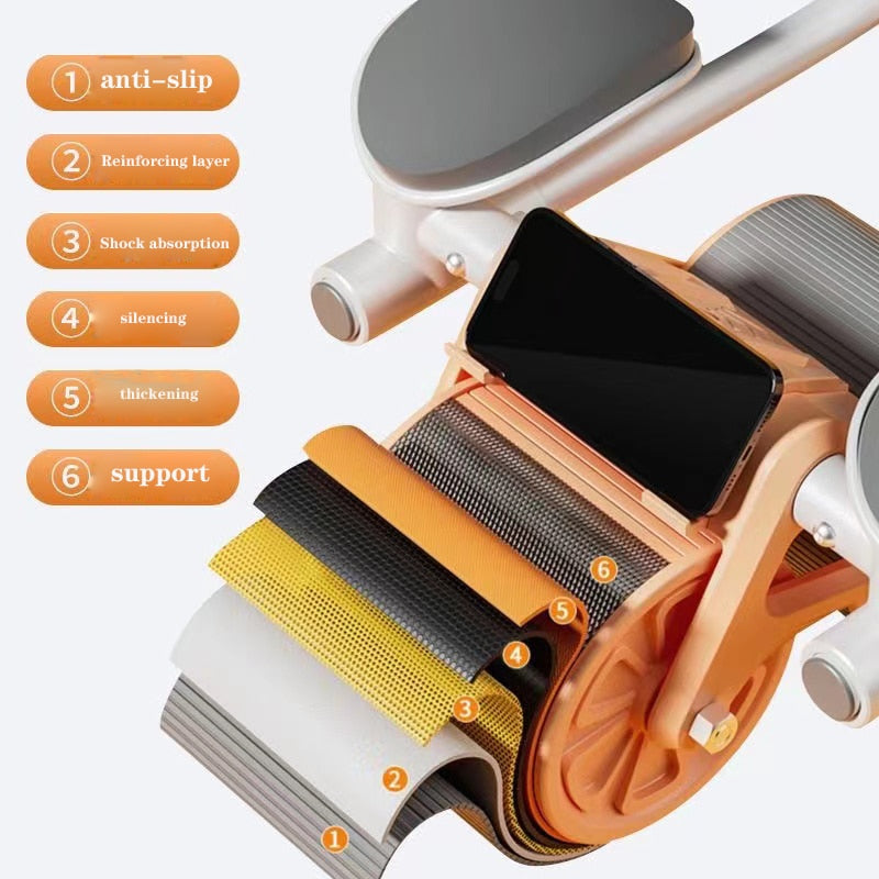 Auto-Rebound Ab Roller Wheel with Knee Pad